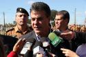 O governador Beto Richa recebeu nesta quinta-feira (29), em Cascavel, os novos 531 soldados e bombeiros militares que reforçarão o policiamento nos 94 municípios das regiões Oeste e Sudoeste, pertencentes ao 5º Comando Regional da Polícia Militar (CRPM). Cascavel, 29/05/2014.Foto: Daniel Meneghetti/PMPR