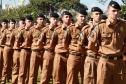 O governador Beto Richa recebeu nesta quinta-feira (29), em Cascavel, os novos 531 soldados e bombeiros militares que reforçarão o policiamento nos 94 municípios das regiões Oeste e Sudoeste, pertencentes ao 5º Comando Regional da Polícia Militar (CRPM). Cascavel, 29/05/2014.Foto: Daniel Meneghetti/PMPR