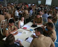 Cadetes da Academia Policial Militar do Guatupe em treinamento com a Rede de Desenvolvimento Local.