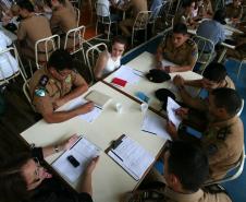 Cadetes da Academia Policial Militar do Guatupe em treinamento com a Rede de Desenvolvimento Local.