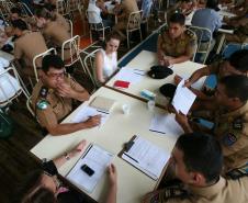 Cadetes da Academia Policial Militar do Guatupe em treinamento com a Rede de Desenvolvimento Local.