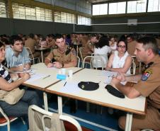 Cadetes da Academia Policial Militar do Guatupe em treinamento com a Rede de Desenvolvimento Local.