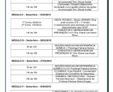 Programação do Curso - Prevenção às Drogas numa Gestão Transformadora