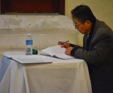 Secretário DANTE TAKASHINA no registro das discussões e pauta da reunião
