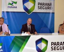 Delegado Paulo Ernesto Cunho (esq.), coordenador Caio Rizzardi e Major Anderson (dir.)