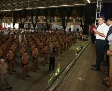 O Governador Beto Richa, participou da solenidade de formatura novos policiais militares e bombeiros, em Ponta Grossa,  campos gerais.