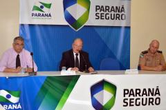 Delegado Paulo Ernesto Cunho (esq.), coordenador Caio Rizzardi e Major Anderson (dir.)