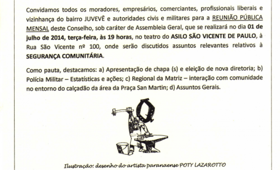 Convite Reunião Ordinária - CONSEG Juvevê