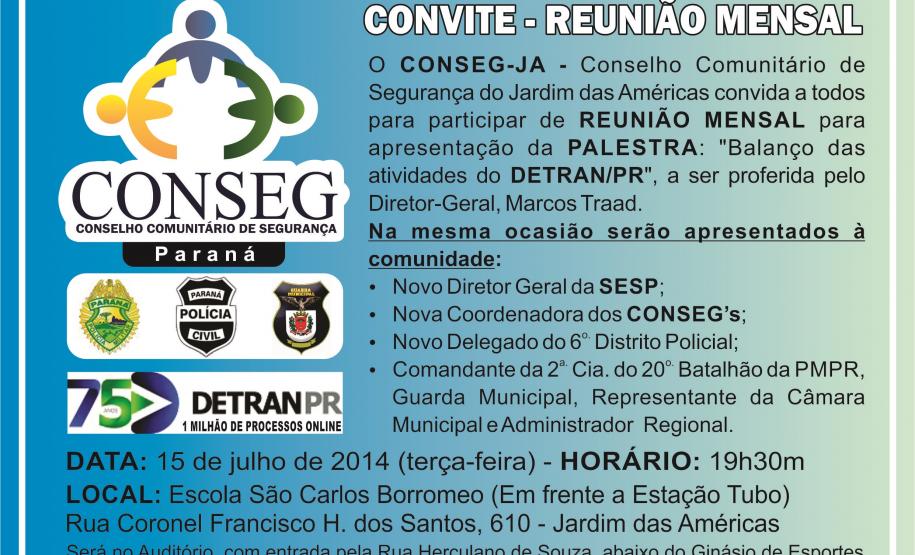 Reunião mensal do CONSEG Jardim das Américas